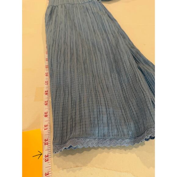 Betsey Johnson Blue Textured Cotton Dress M | Cottagecore Puff Sleeve Boho - Picture 9 of 10